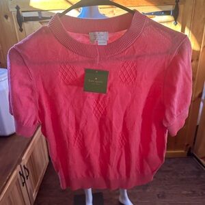 Kate Spade Coral Diamond Knit Top